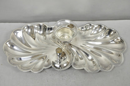 Vintage Sheffield Silver Plated Clam Shell Shrimp Cocktail Serving Platter Tray
