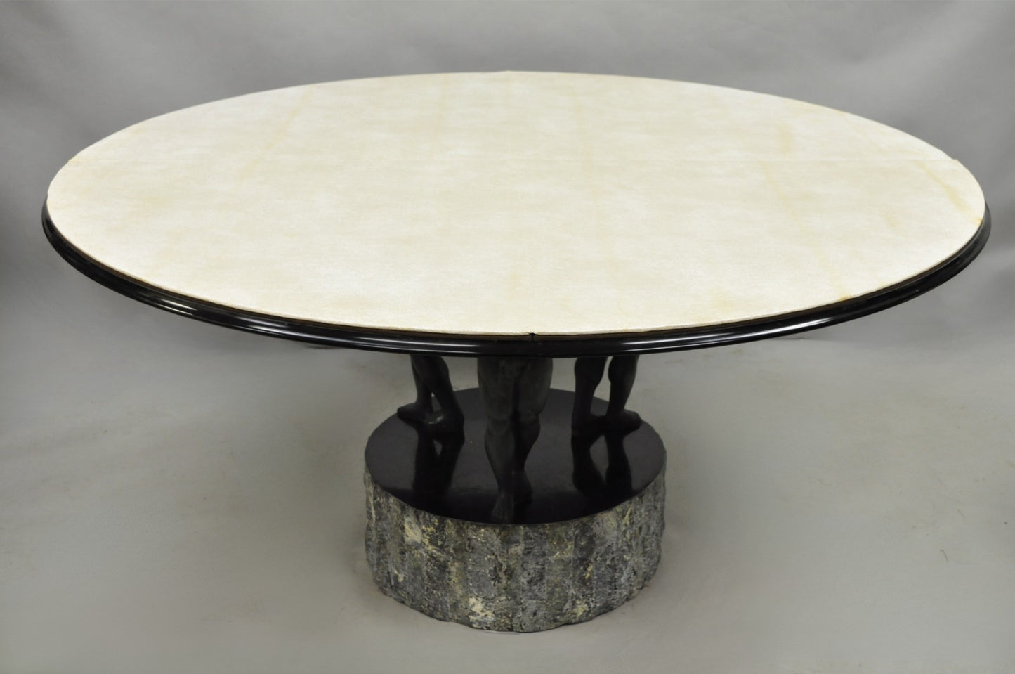 Maitland Smith Neoclassical Bronze Figural Greco Roman Pedestal Dining Table