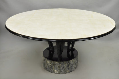 Maitland Smith Neoclassical Bronze Figural Greco Roman Pedestal Dining Table