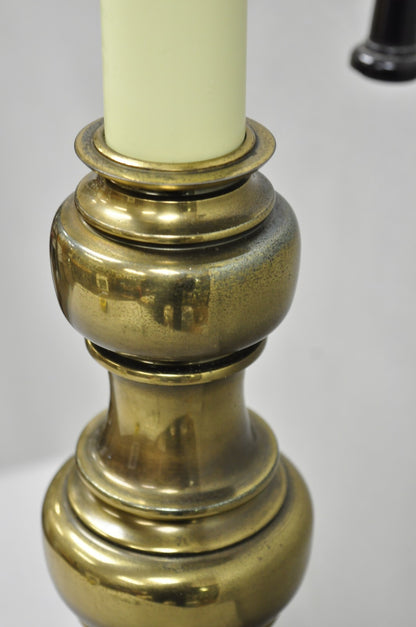Vintage Stiffel Hollywood Regency Tall Brass Candlestick Column Table Lamp