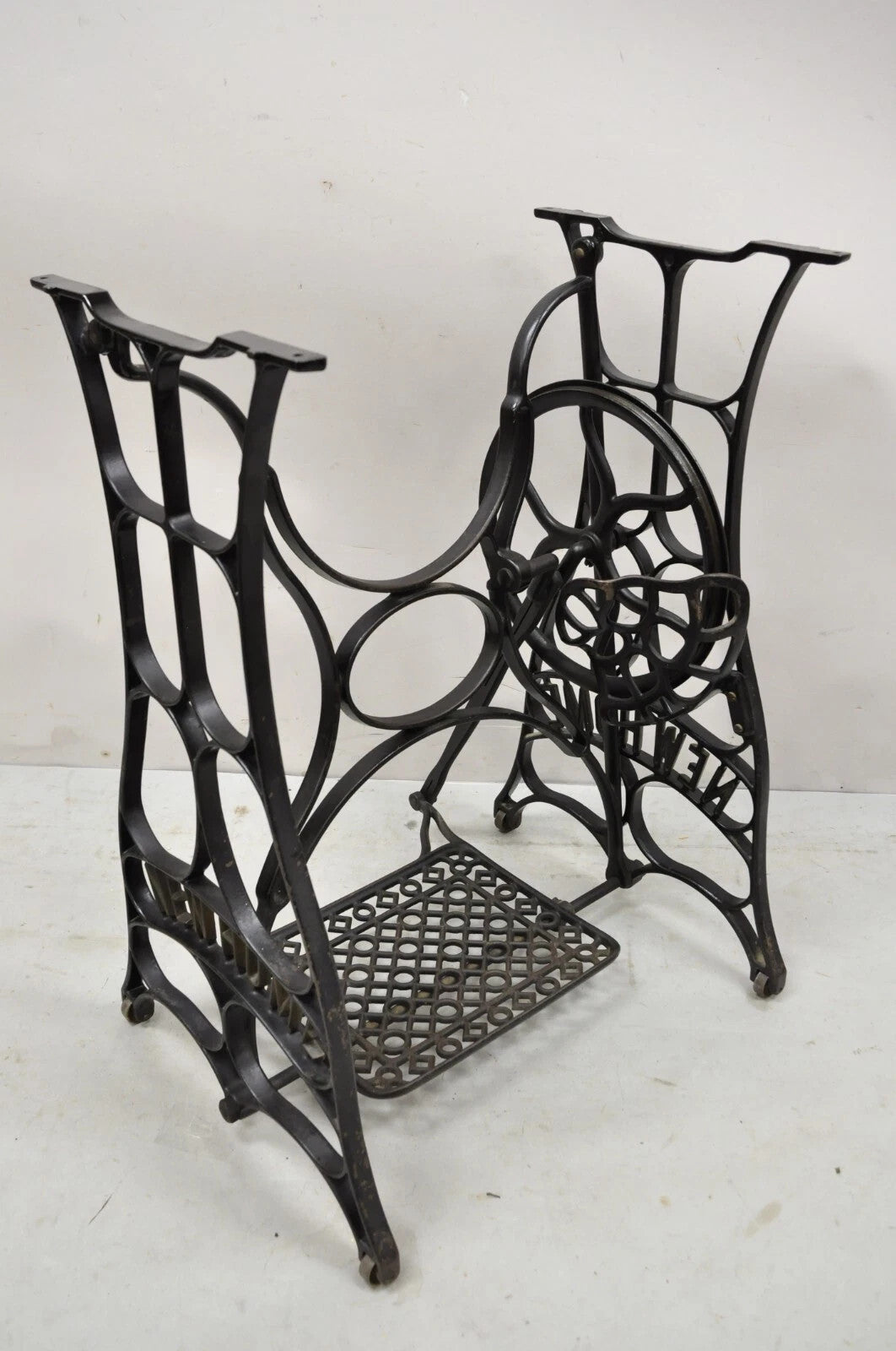 Antique Black Cast Iron Treadle Sewing Machine Table Base by New Home