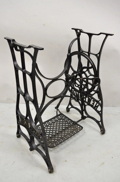 Antique Black Cast Iron Treadle Sewing Machine Table Base by New Home