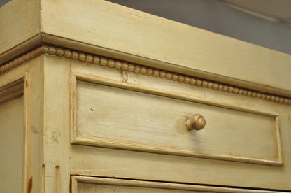 French Country Provincial Distressed Knotty Pine Wood 2 Part Cupboard Cabinet