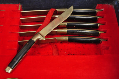 Vintage Bangkok Jewels Bronze Brass & Celluloid Flatware Set in Case - 130 Pcs