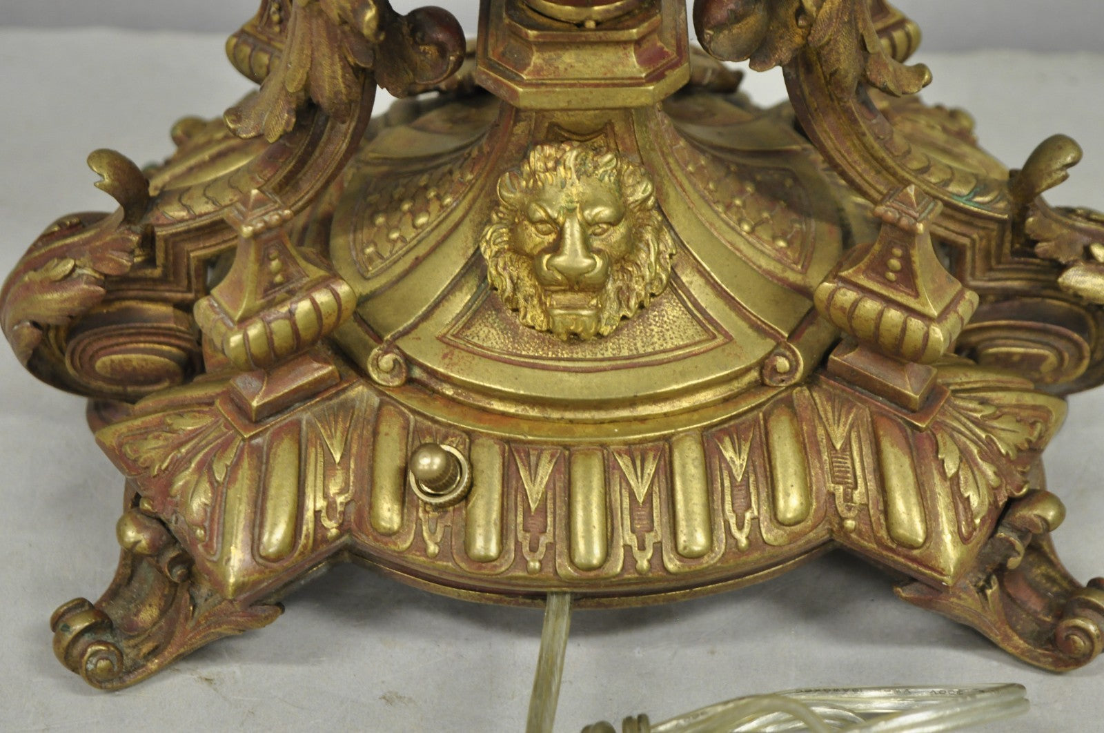 Antique French Louis XV Style Bronze Figural Winged Cherub Gold Table Lamp