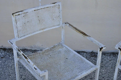 Vintage Burgess England Mid Century Modern Iron Metal Patio Chair Set - 5 Pc Set
