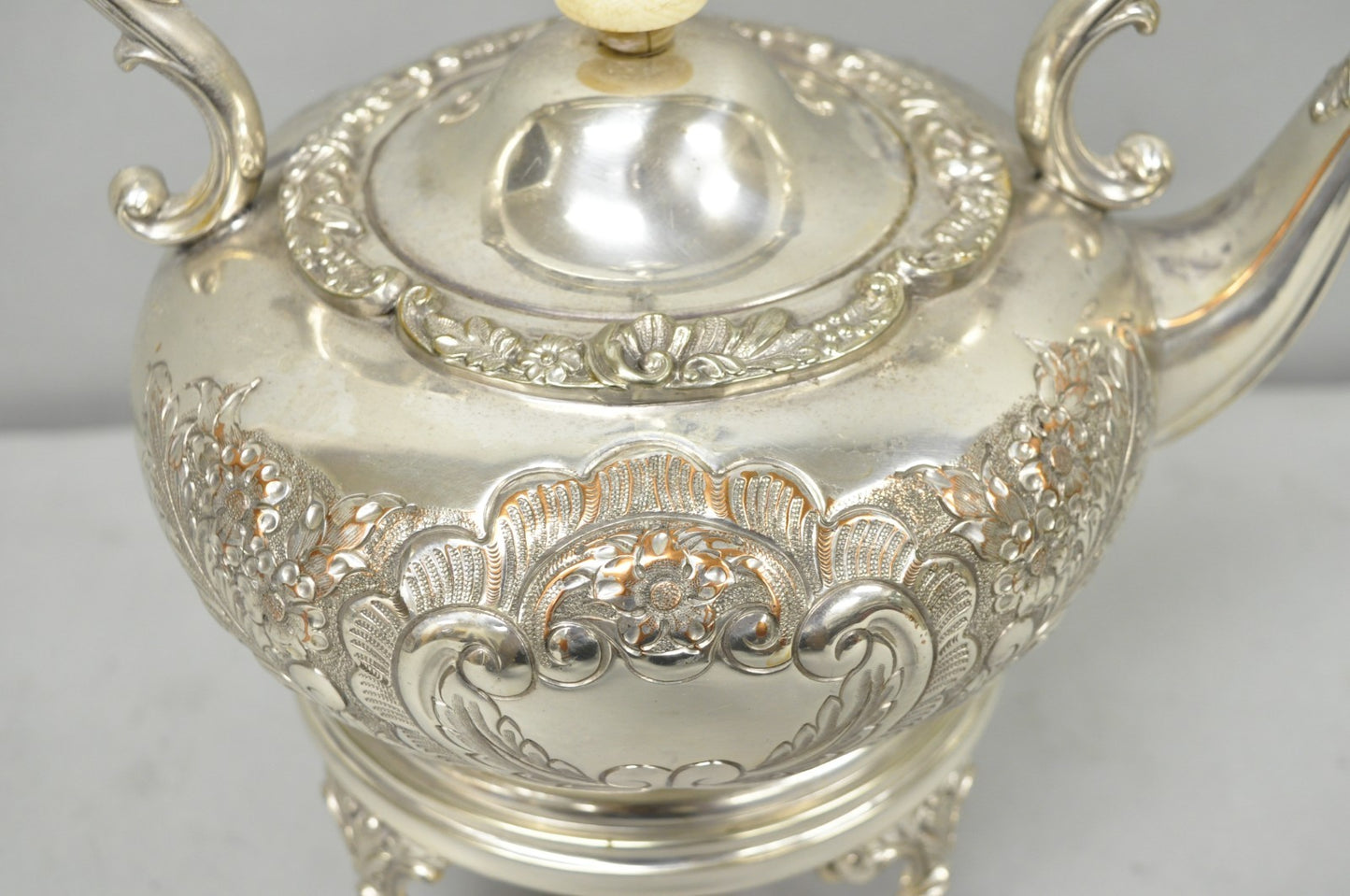Antique Victorian Cheltenham Converted Silver Plated Tea Kettle Table Lamp