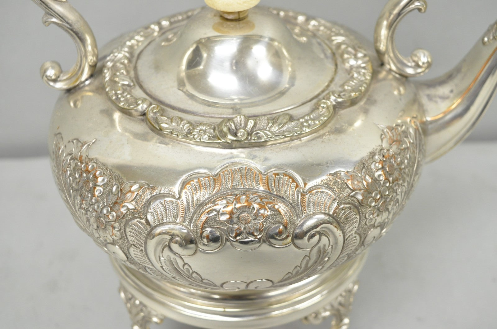 Antique Victorian Cheltenham Converted Silver Plated Tea Kettle Table Lamp