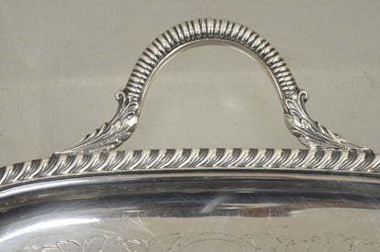 Vintage Victorian EPC Silver Plated Etched Twin Handle Serving Platter Tray