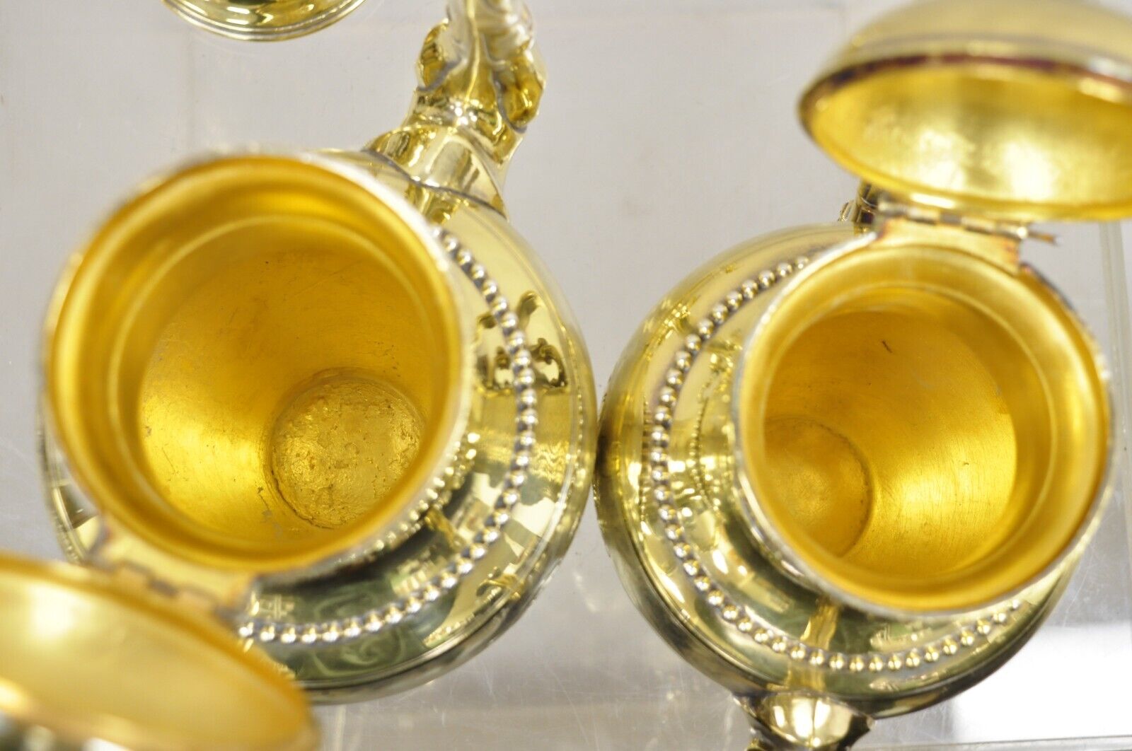 Meriden Victorian Gold Plated Ornate Tea Set w/ "PPW" Monogram - 5 Pc Set