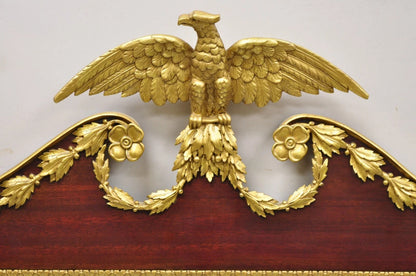 Antique American Federal Gilt Carved Overmantle Triple Mirror with Gold Eagle