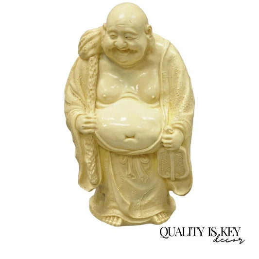 Vintage Indian 13" Cast Resin Laughing Buddah Statue Sculpture Figurine