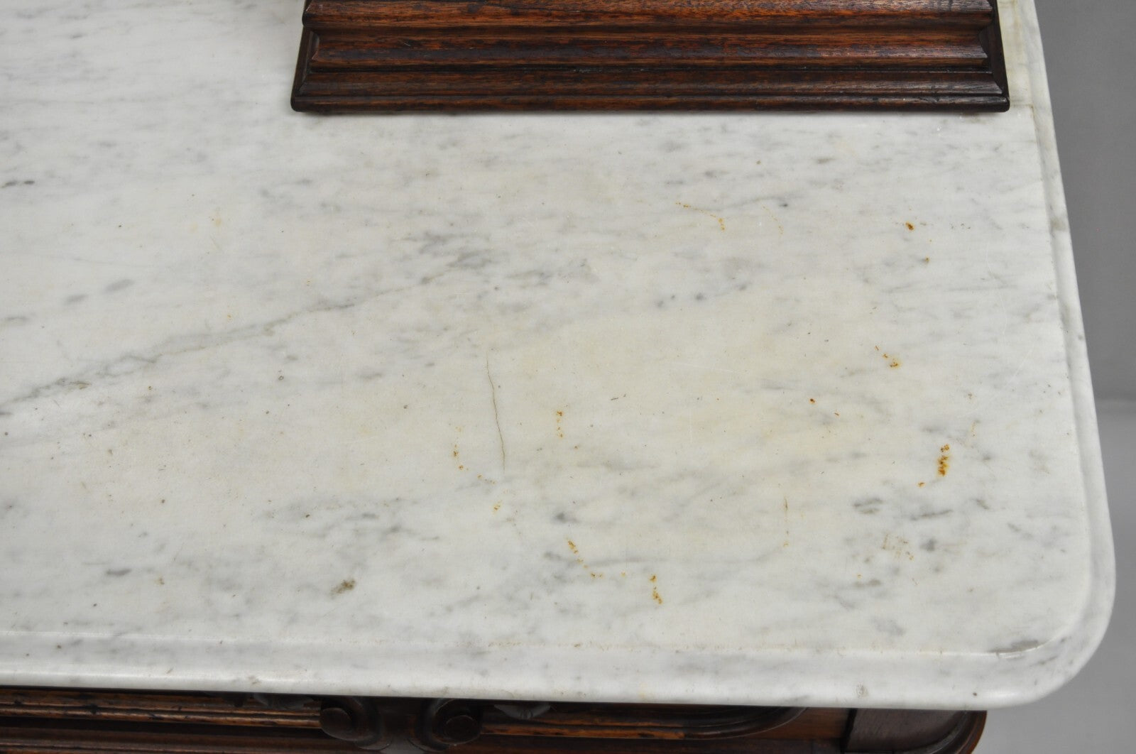 Antique Eastlake Victorian Carved Walnut Marble Top Washstand Dresser w/ Mirror