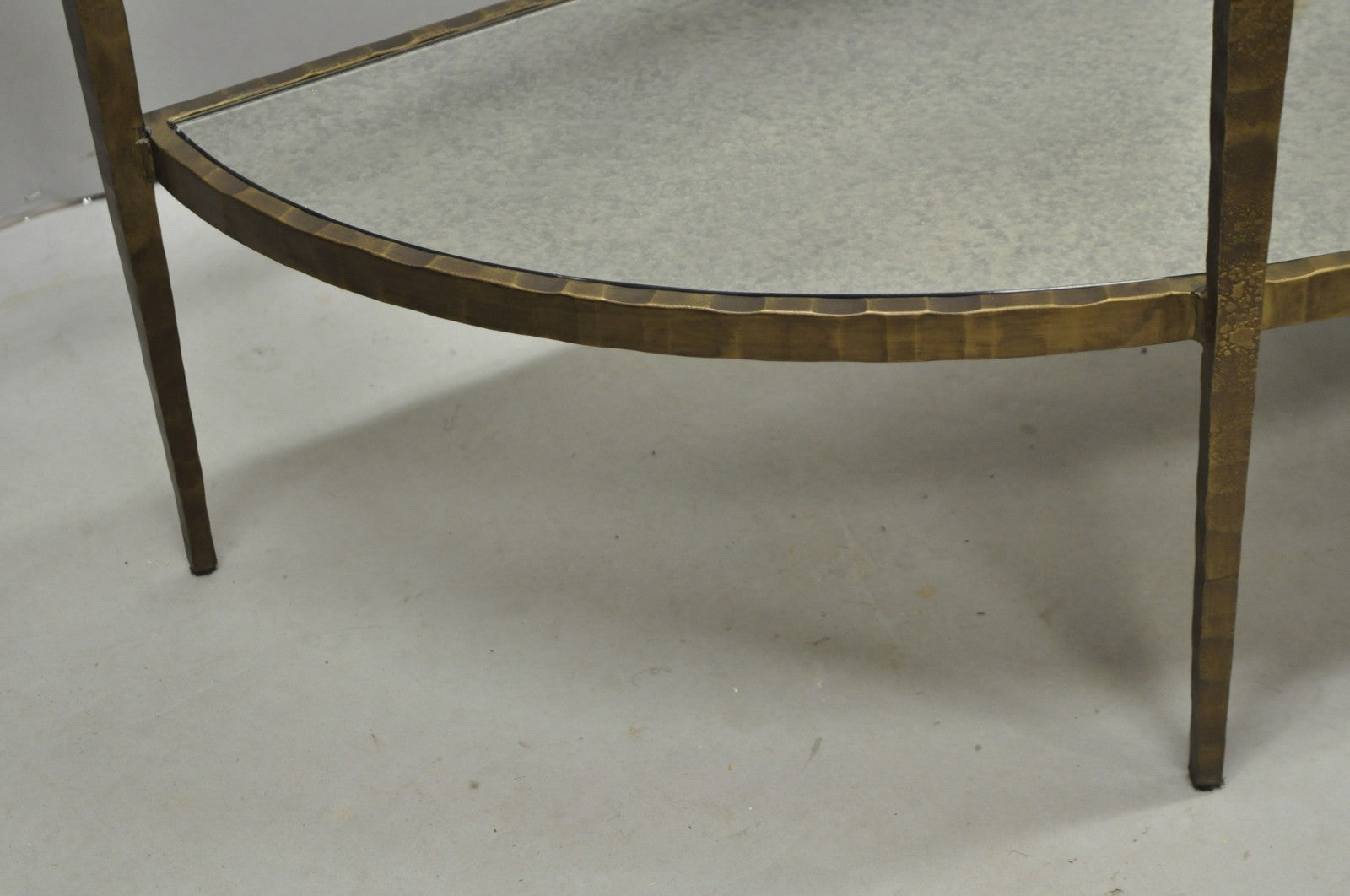 Crate & Barrel Clairemont Demilune Art Deco Wrought Iron & Glass Console Table