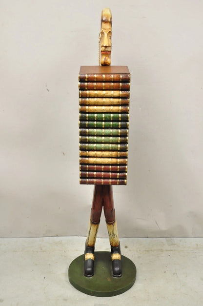 52" Tall Figural Librarian Man Holding Stack of Books Statue Storage Cabinet