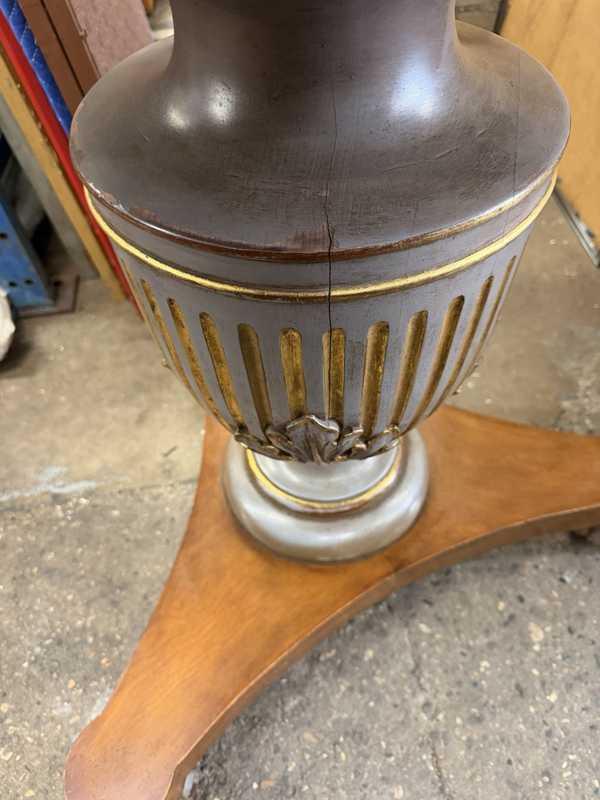 Vintage Italian Neoclassical Style Urn Pedestal Round Marble Side Tables - Pair