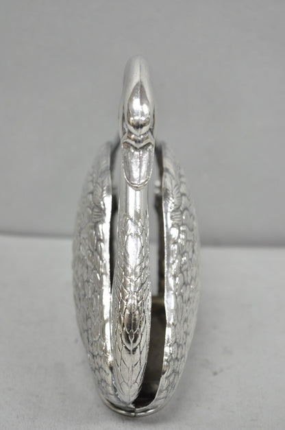 Vintage Art Nouveau Godinger Italy Silver Plated Swan Bird Napkin Letter Holder