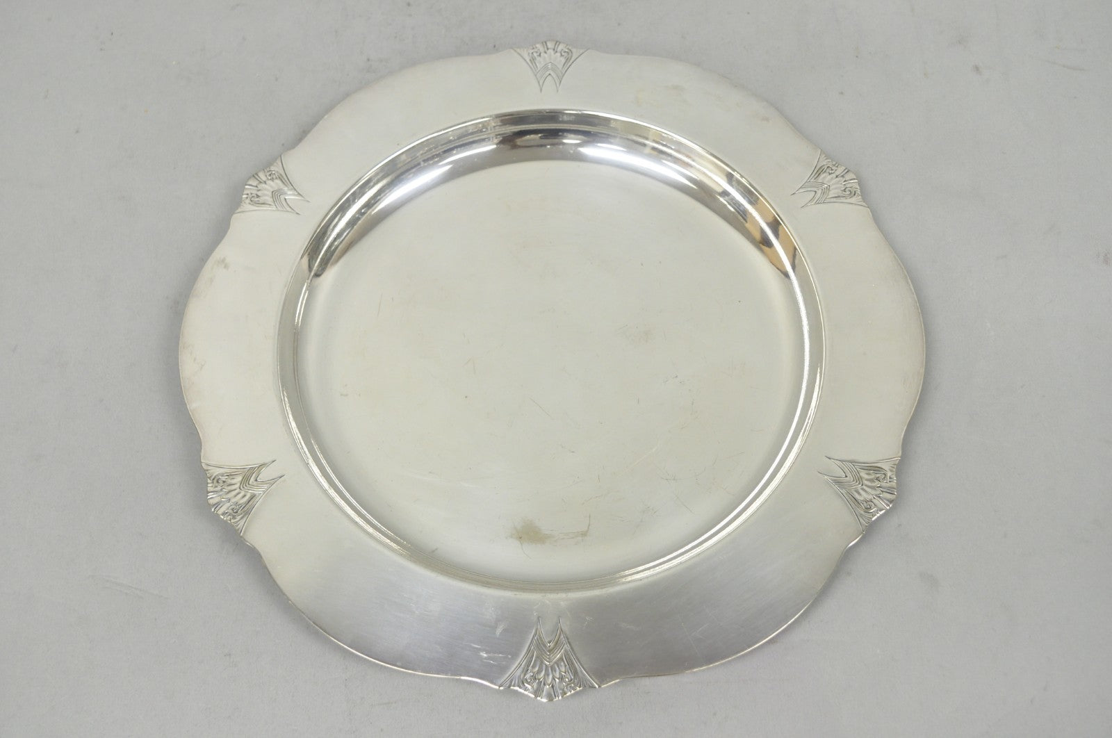 Vintage Victor SP Co Art Deco Silver Plated Charger Serving Dish Platter Plate
