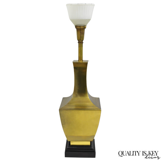 Vintage Chinoiserie Oriental Patinated Brass Jardiniere Table Lamp Attr. Chapman