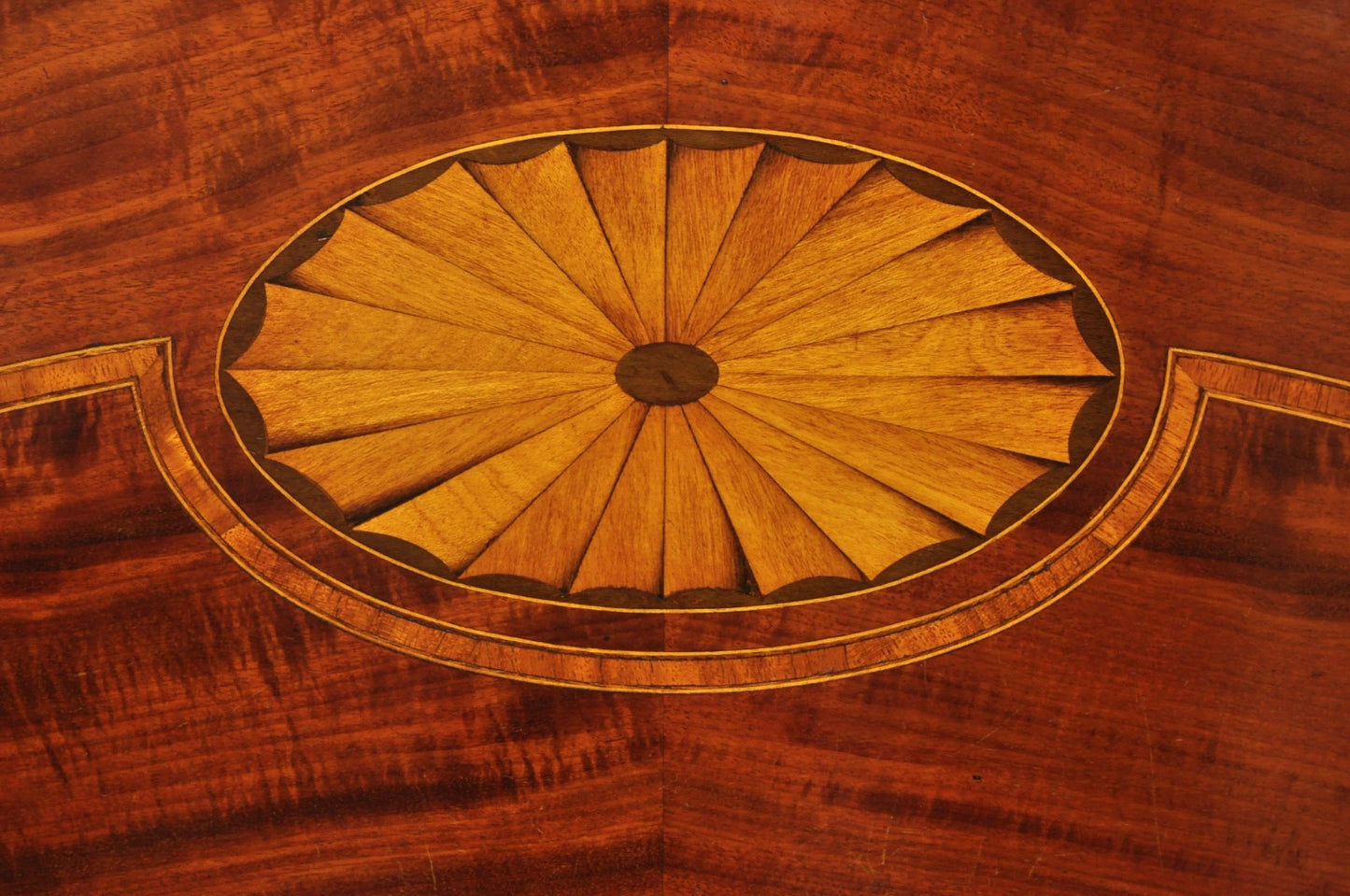 Antique Sheraton Federal Pinwheel Inlay Mahogany 4 Poster Twin Bed Frame - Pair