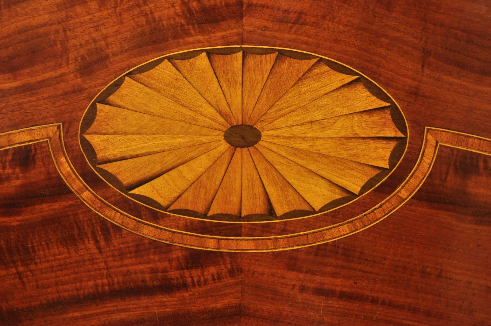 Antique Sheraton Federal Pinwheel Inlay Mahogany 4 Poster Twin Bed Frame - Pair