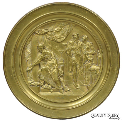 19th C. Emile Louis Picault Macbeth Bronze Relief Pedestal Compote Tazza Dish