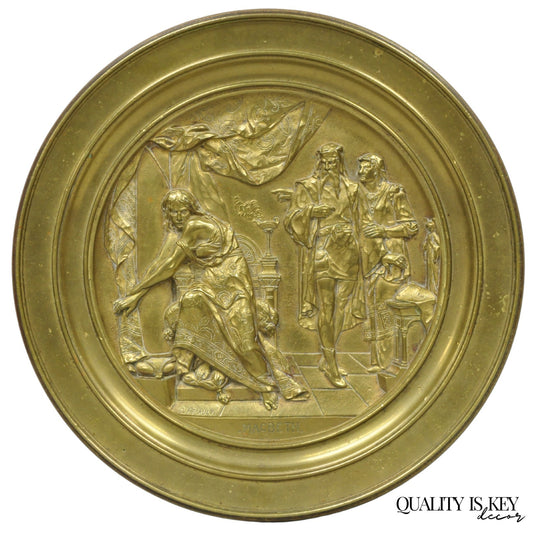 19th C. Emile Louis Picault Macbeth Bronze Relief Pedestal Compote Tazza Dish