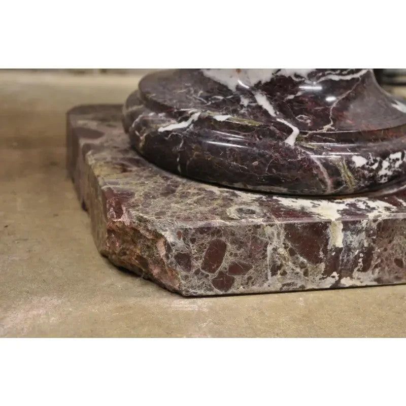 Large French Neoclassical Rouge Marble Bronze Rams Head Urn Planters - a Pair