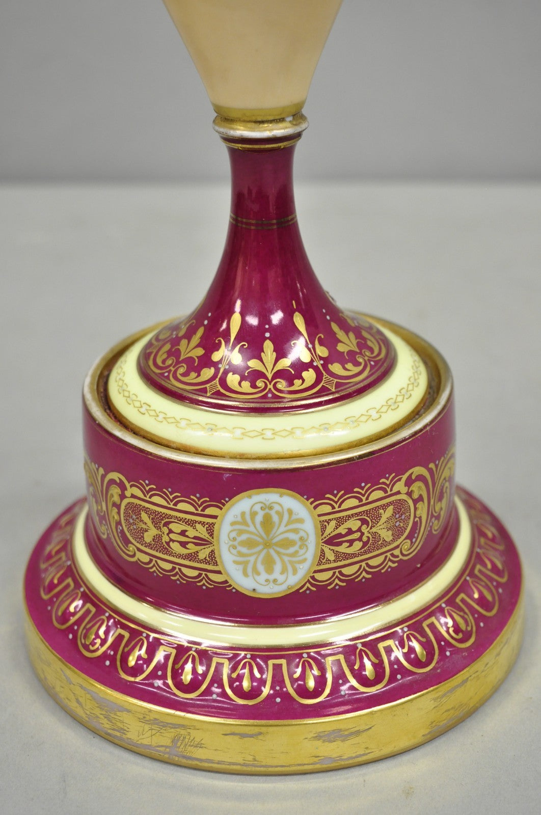 Antique Royal Vienna Austrian Porcelain 21" Hand Painted Red Urn Vase with Lid