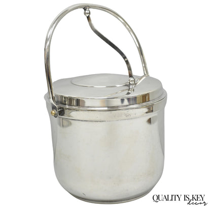 Gorham YC141 Mid Century Modern Silver Plated Reticulating Hinge Ice Bucket