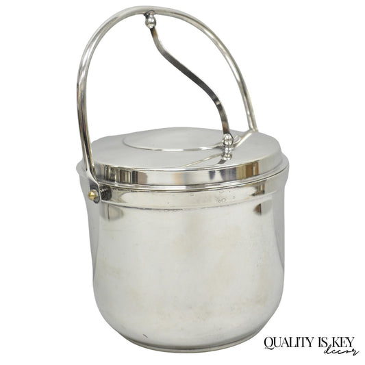 Gorham YC141 Mid Century Modern Silver Plated Reticulating Hinge Ice Bucket