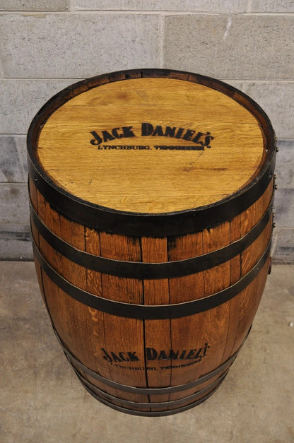 Jack Daniels Whiskey Barrel Engraved Oak Wood with Metal Bands