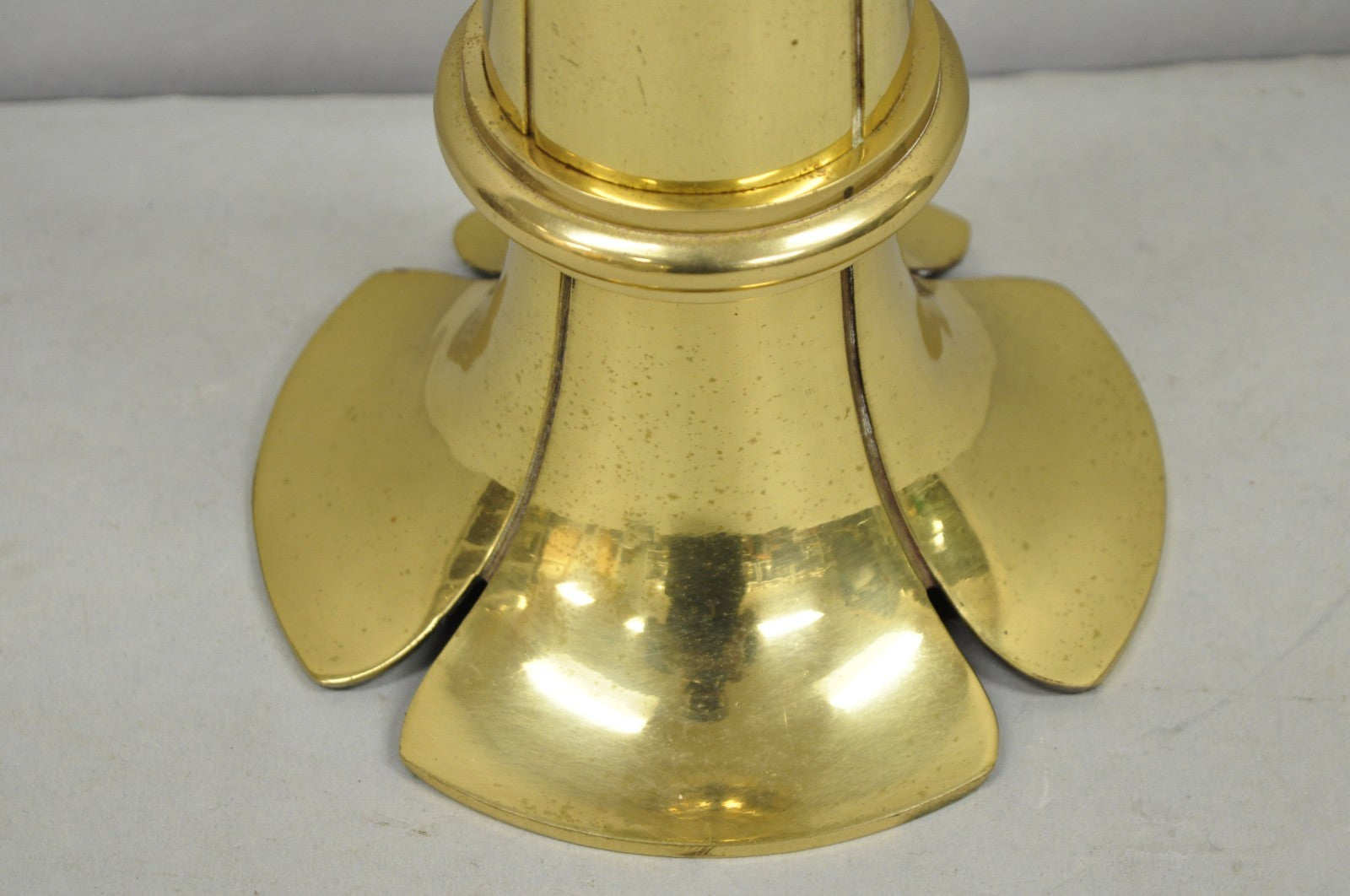 Vintage Remington Hollywood Regency Brass Lotus Flower Candlestick Table Lamp