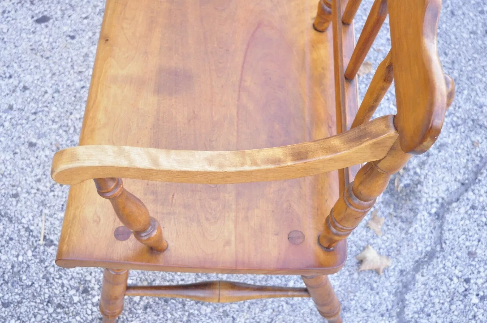 Vintage Cushman Maple Wood Carved Eagle Back Colonial Settee Deacons Bench