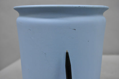 Vintage Flambro Cameo Iris Blue Jasperware Wedgwood Style Floral Cachepot Vase