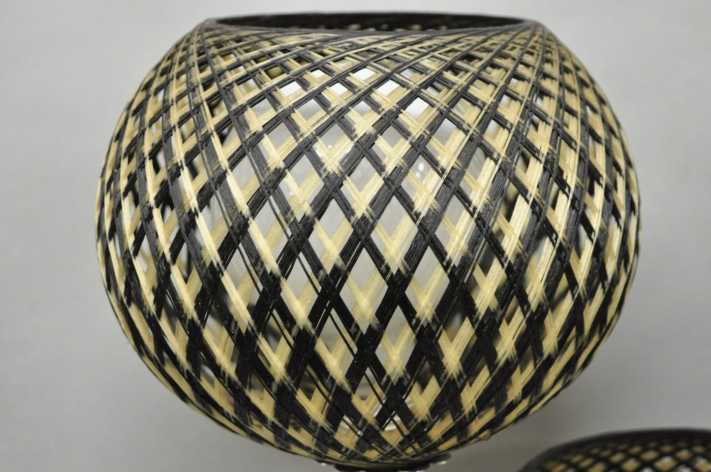 Vintage Mid Century Modern Woven Spun Fiberglass Triple Shade Table Lamp - Pair