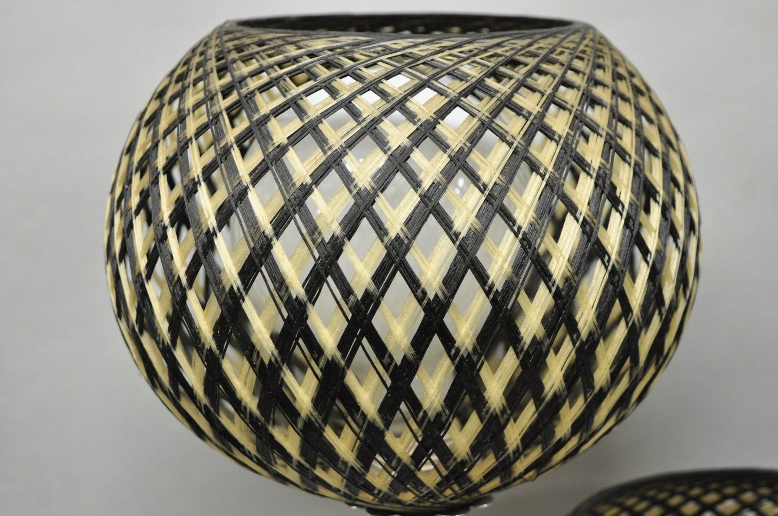 Vintage Mid Century Modern Woven Spun Fiberglass Triple Shade Table Lamp - Pair