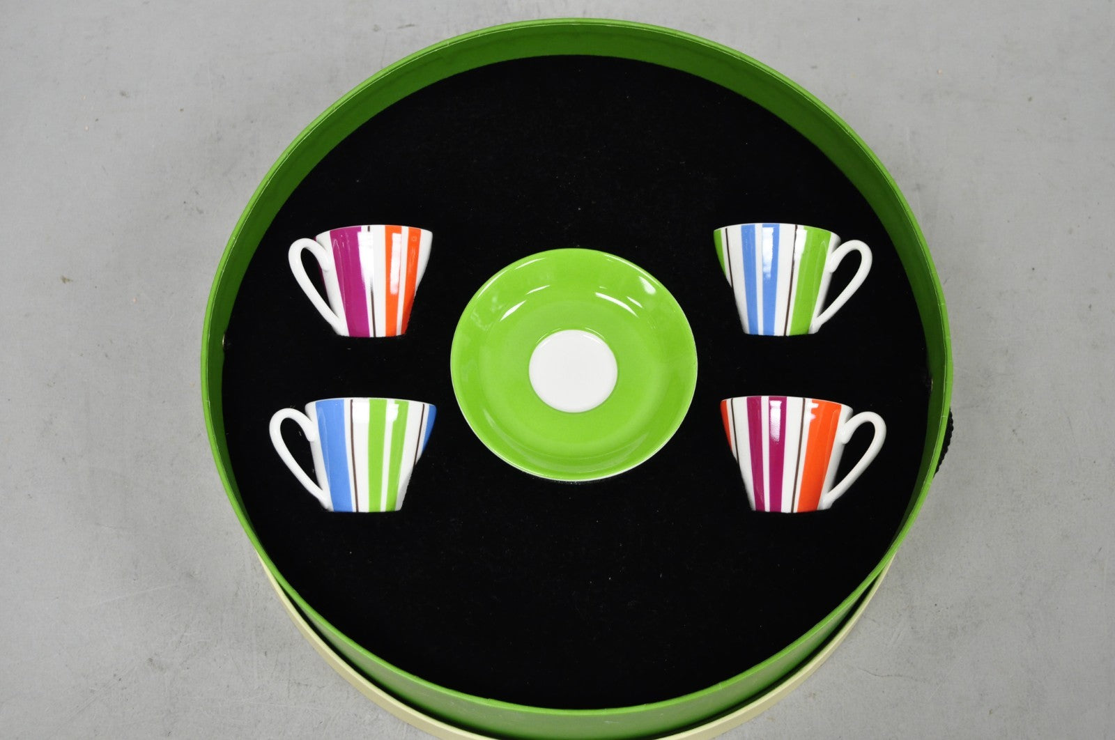 Kate Spade Lenox Collins Stripe Demitasse Espresso Cup & Saucer NIB - Set of 4