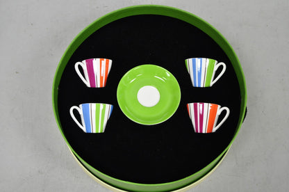 Kate Spade Lenox Collins Stripe Demitasse Espresso Cup & Saucer NIB - Set of 4
