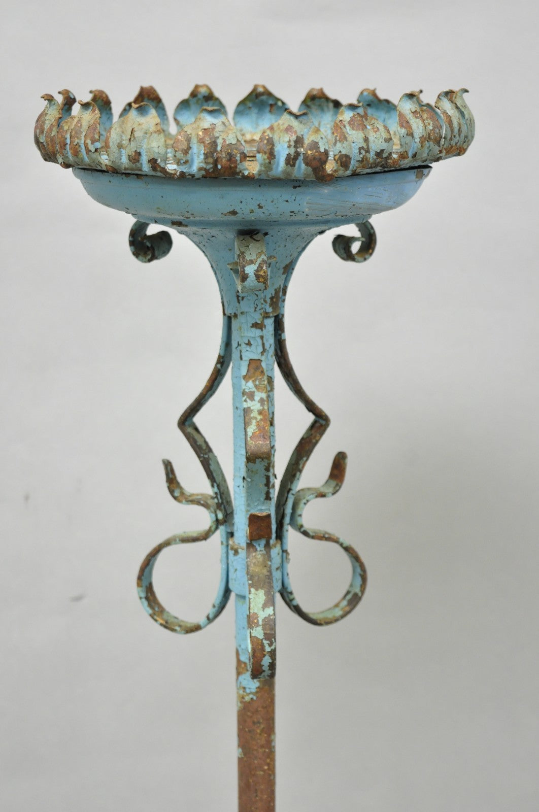 Antique Gothic Renaissance Wrought Iron Italian Candle Holder Candelabra - Pair