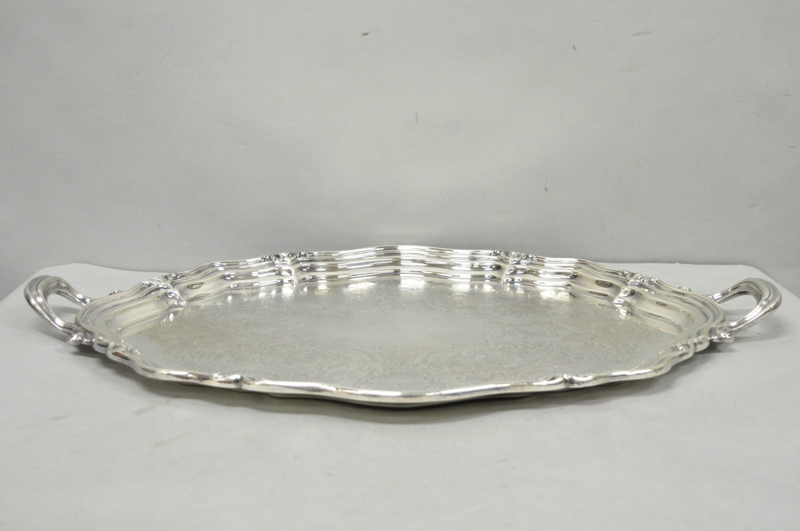 Antique Reed & Barton Winthrop Silver Plated Victorian Bar Serving Platter Tray