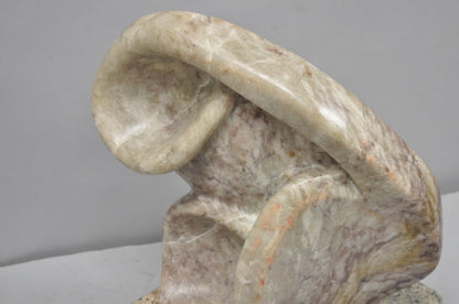 Vintage Seymour Shuren Modernist Pink Carved Marble Abstract Figure Sculpture