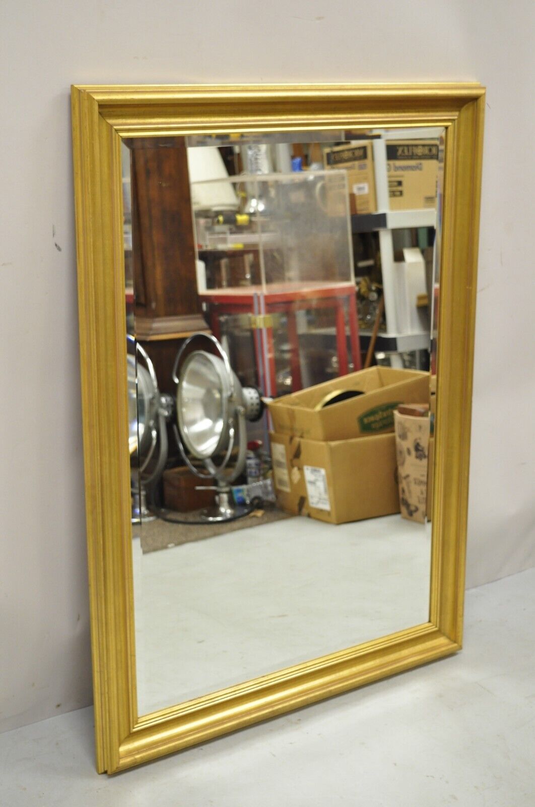 Vintage French Style Wood Frame Gold Leaf 46" Wall Mirror