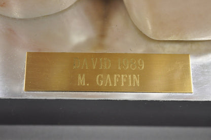 Morton Gaffin "David" 1989 Modernist Carved Peach Alabaster Male Nude Sculpture