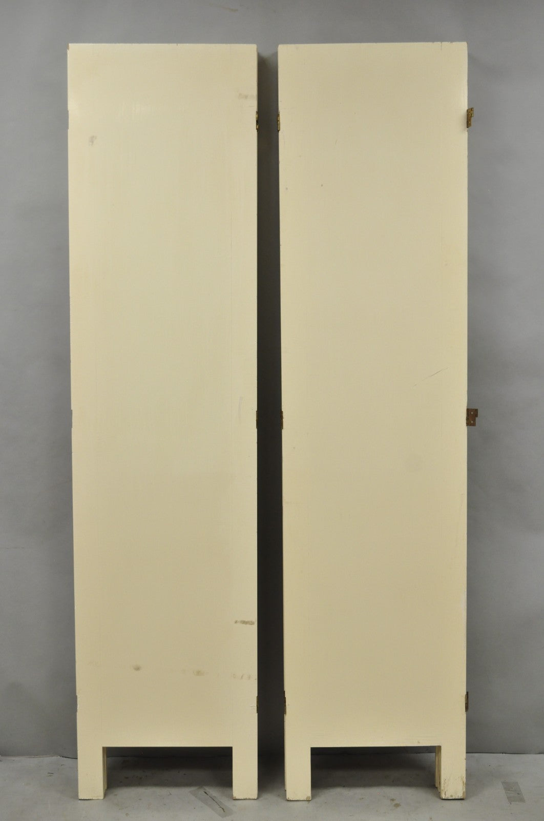 Vintage Oriental Fretwork Bone Lacquer Upholstered 6 Panel Room Divider Screen