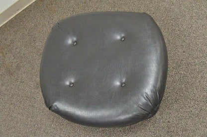 Vintage Mid Century Modern Tufted Brown Vinyl Walnut Chair Ottoman Footstool