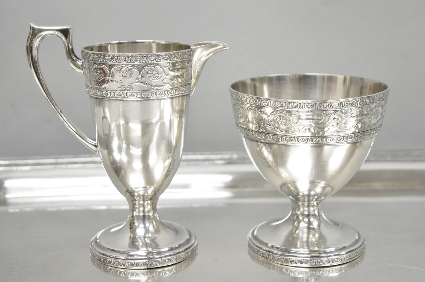 Antique Bernard Rices Sons Antique Edwardian Silver Plated Tea Service, 5 pc Set