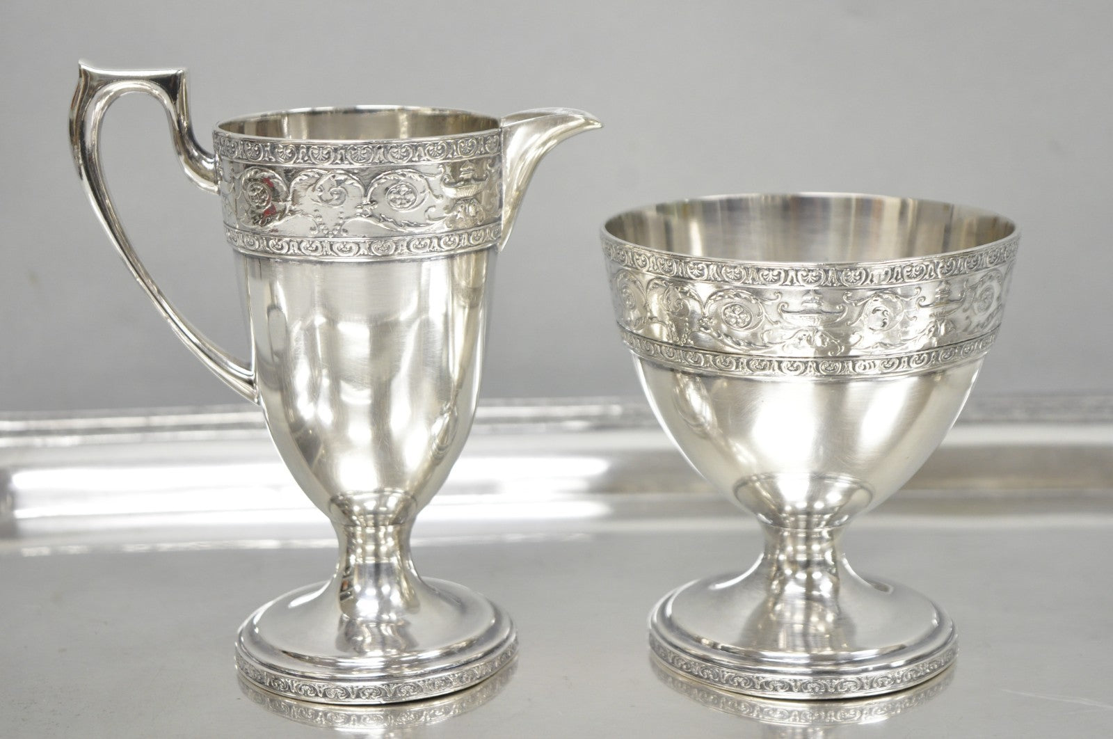 Antique Bernard Rices Sons Antique Edwardian Silver Plated Tea Service, 5 pc Set