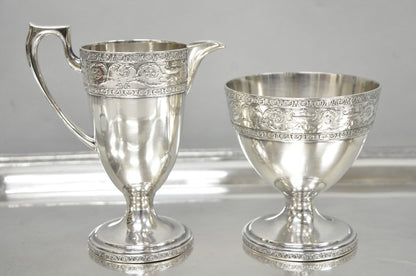 Antique Bernard Rices Sons Antique Edwardian Silver Plated Tea Service, 5 pc Set