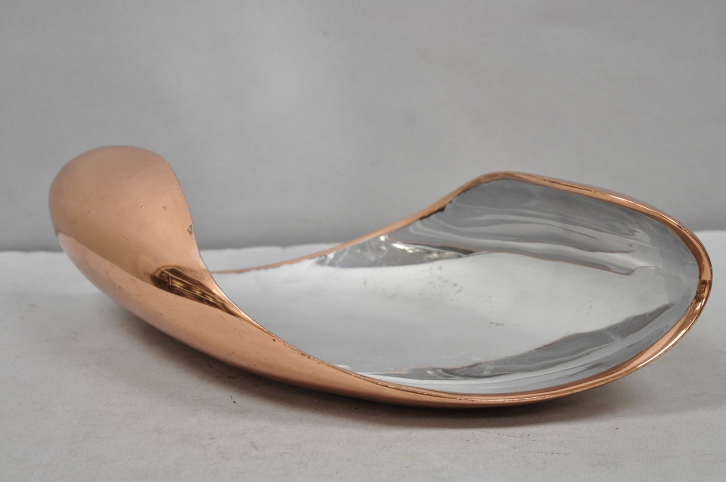 Nambe MT0546 Karim Rashid Modernist Mixed Metal Copper Snail Scroll Tray Bowl